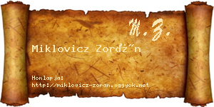 Miklovicz Zorán névjegykártya